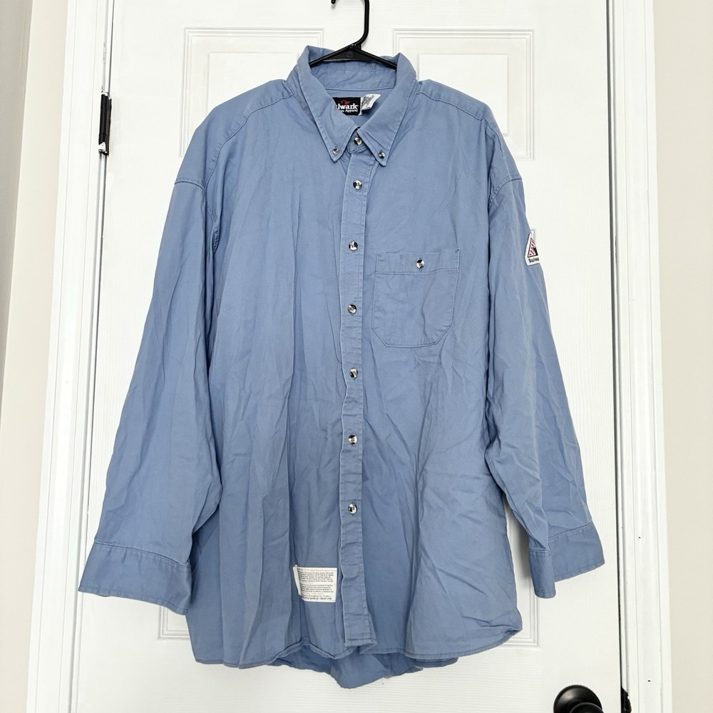 Bulwark Lightweight Excel FR Fire Resistant Work Dress Shirt Blue Mens 3XL
